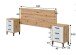 Bettrückwand >ENZO< Kopfteil, 2 Nachtkommoden, Eiche Dekor / Weiß - 160x60x2,5 (BxHxT)