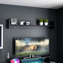 Wandregal >TEZAUR< in Schwarz matt - 160x30x25,5cm...