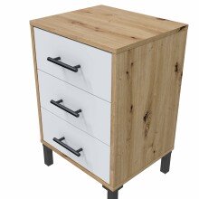 Schlafzimmer-Set >ENZO< (6-teilig) Nodi Eiche / Artik Weiß, Bett, Nachtkonsolen, Kommode, Schrank