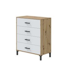 Schlafzimmer-Set >ENZO< (6-teilig) Nodi Eiche / Artik Weiß, Bett, Nachtkonsolen, Kommode, Schrank