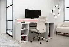 Schreibtisch >TEZAUR< LED-Beleuchtung, Ablage,...