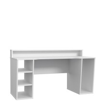 Schreibtisch >TEZAUR< LED-Beleuchtung, Ablage, Fächer, in Weiss - 160x91x72cm (BxHxT)