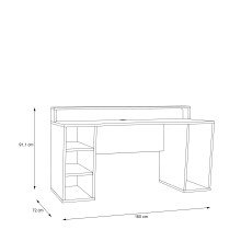 Schreibtisch >TEZAUR< LED-Beleuchtung, Ablage, Fächer, in Weiss - 160x91x72cm (BxHxT)