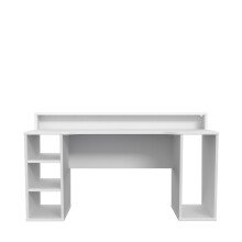 Schreibtisch >TEZAUR< LED-Beleuchtung, Ablage, Fächer, in Weiss - 160x91x72cm (BxHxT)