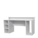 Schreibtisch >TEZAUR< LED-Beleuchtung, Ablage, Fächer, in Weiss - 160x91x72cm (BxHxT)