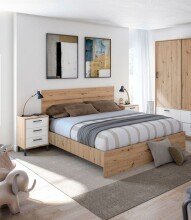 Bett-Set >ENZO< (4-teilig) in Nodi Eiche Dekor /...