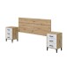 Bett-Set >ENZO< (4-teilig) in Nodi Eiche Dekor / weiss - 246x60x206 (BxHxT)