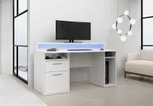 Schreibtisch >TEZAUR< LED-Beleuchtung, Ablage,...