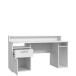 Schreibtisch >TEZAUR<  LED-Beleuchtung, Ablage, Fächer, in Weiss - 160x91x72cm (BxHxT)