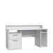 Schreibtisch >TEZAUR<  LED-Beleuchtung, Ablage, Fächer, in Weiss - 160x91x72cm (BxHxT)