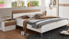 Bettanlage >Budapest< Liegefl. 180x200cm, Weiß / Hickory-Eiche-Dekor - 293x81x210cm (B/H/T)