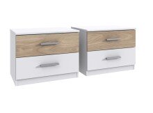 Bettanlage >Budapest< Liegefl. 180x200cm, Weiß / Hickory-Eiche-Dekor - 293x81x210cm (B/H/T)