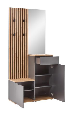 Kompaktgarderobe >Simple< anthrazit / Eiche Artisan