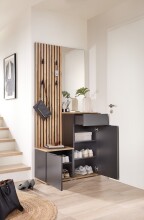 Kompaktgarderobe >Simple< anthrazit / Eiche Artisan - 88x195x35cm (BxHxT)