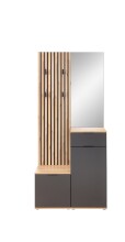 Kompaktgarderobe >Simple< anthrazit / Eiche Artisan - 88x195x35cm (BxHxT)