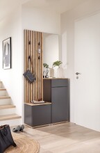 Kompaktgarderobe >Simple< anthrazit / Eiche Artisan - 88x195x35cm (BxHxT)