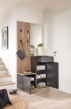 Kompaktgarderobe >Simple< anthrazit / Eiche Artisan - 88x195x35cm (BxHxT)