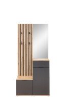 Kompaktgarderobe >Simple< anthrazit / Eiche Artisan - 88x195x35cm (BxHxT)