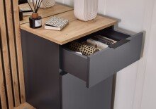 Kompaktgarderobe >Simple< anthrazit / Eiche Artisan - 88x195x35cm (BxHxT)