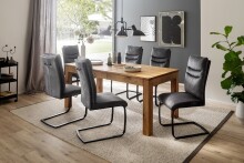 Freischwinger >GIBARA< (2er-Set) mit Griff, Edelstahl, Bezug anthrazit - 46x105x62 (BxHxT)