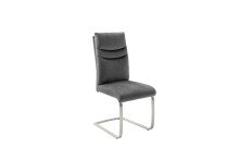 Freischwinger >GIBARA< (2er-Set) mit Griff, Edelstahl, Bezug anthrazit - 46x105x62 (BxHxT)