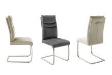 Freischwinger >GIBARA< (2er-Set) mit Griff, Edelstahl, Bezug anthrazit - 46x105x62 (BxHxT)