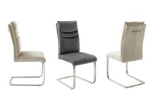Freischwinger >GIBARA< (2er-Set) mit Griff, Edelstahl, Bezug creme - 46x105x62 (BxHxT)