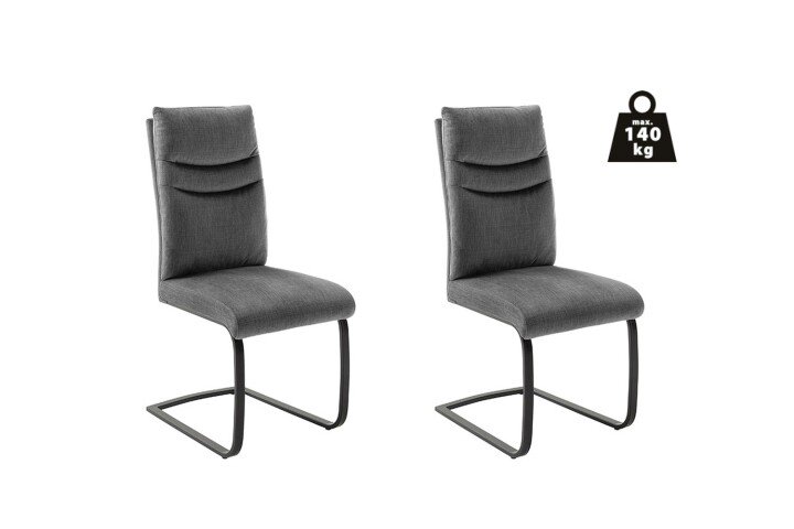 Freischwinger >GIBARA< (2er-Set) mit Griff, Bezug anthrazit - 46x105x62 (BxHxT)