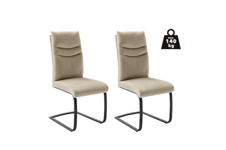 Freischwinger >GIBARA< (2er-Set) mit Griff, Bezug creme - 46x105x62 (BxHxT)
