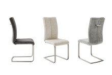 Freischwinger >HUDSON< (4er-Set) mit Griff, Edelstahl, Bezug anthrazit - 43x103x60 (BxHxT)