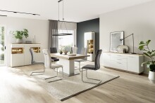 Freischwinger >HUDSON< (4er-Set) mit Griff, Edelstahl, Bezug anthrazit - 43x103x60 (BxHxT)