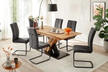 Freischwinger >HUDSON< (4er-Set) mit Griff, Bezug anthrazit - 43x103x60 (BxHxT)