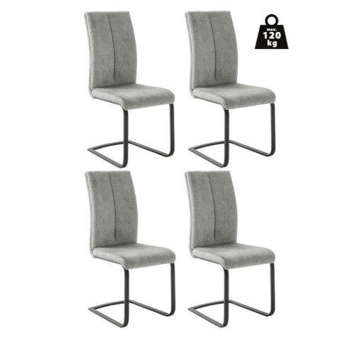 Freischwinger >HUDSON< (4er-Set) mit Griff, Bezug grau - 43x103x60 (BxHxT)