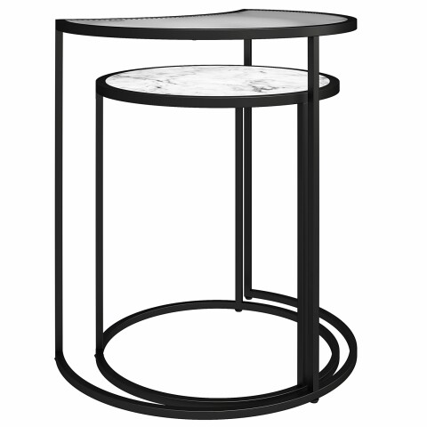 Couchtisch >Halvor< in Weiß, Glas/Metall/MDF - 50x56x39cm (BxHxT)