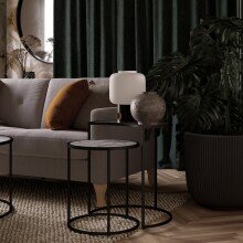 Couchtisch >Halvor< in Weiß, Glas/Metall/MDF - 50x56x39cm (BxHxT)