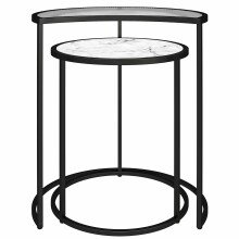 Couchtisch >Halvor< in Weiß, Glas/Metall/MDF - 50x56x39cm (BxHxT)