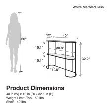 Blumenständer >Halvor< in Weiß, Glas/Metall/MDF - 102x82x31cm (BxHxT)