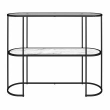 Blumenständer >Halvor< in Weiß, Glas/Metall/MDF - 102x82x31cm (BxHxT)