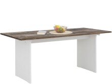 Küchentisch >Abbe< in Weiß, MDF/Kiefer - 180x76x90cm (BxHxT)