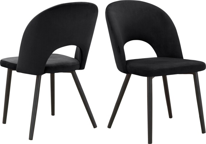 Esszimmerstuhl >Benne< (2er-Set) in Schwarz, Samt - 52x87x65cm (BxHxT)