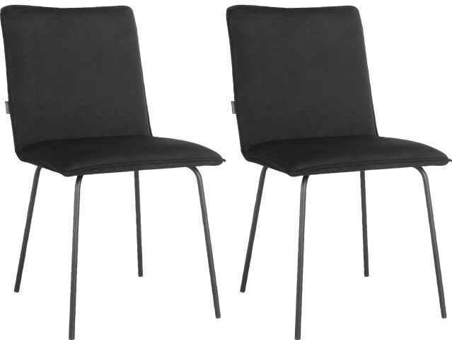 Küchenstuhl >Gudleik< (2er-Set) in Schwarz, Samt/Metall - 48x85x59cm (BxHxT)