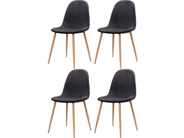 Stuhl >Hårek< (4er-Set) in Grau, Samt/Metall - 44x87x51cm (BxHxT)