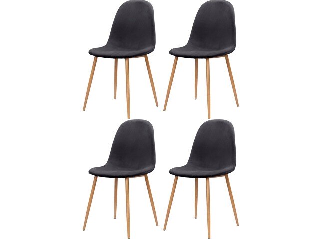 Stuhl >Hårek< (4er-Set) in Grau, Samt/Metall - 44x87x51cm (BxHxT)