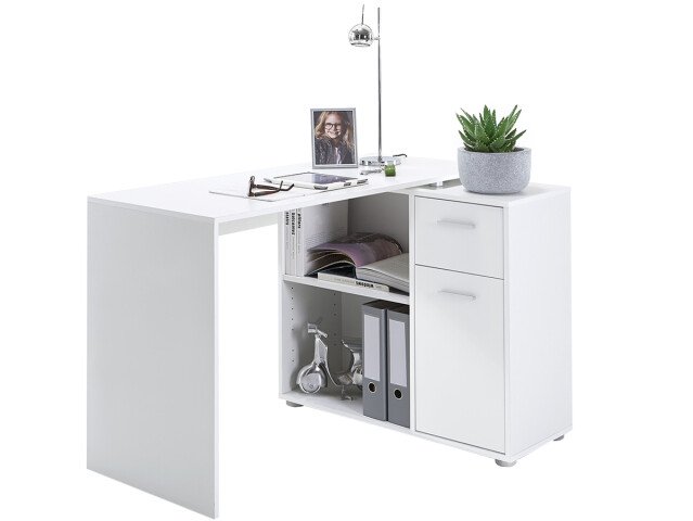 Eckschreibtisch >Carmen< in Weiß - 83x74x117cm (BxHxT)