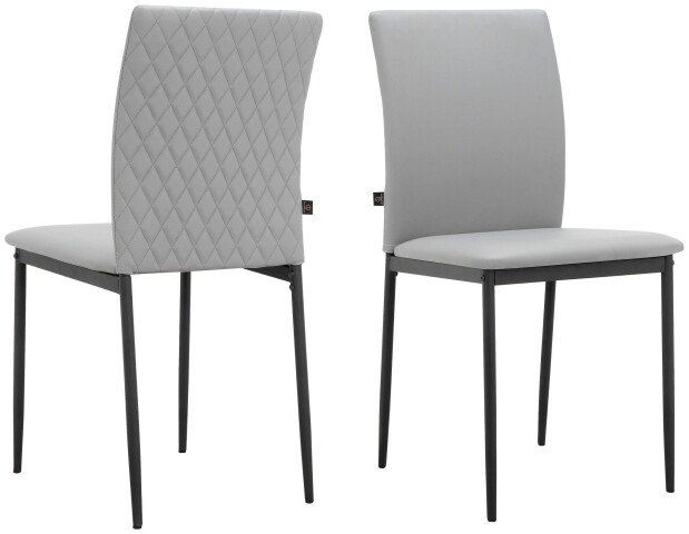 Polsterstuhl >Saerik< (2er-Set) in Grau, PU - 44x88x51cm (BxHxT)
