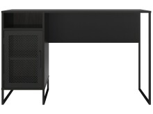 Schreibtisch >Bernhard< in Schwarz, MDF/Metall - 121x76x50cm (BxHxT)