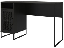 Schreibtisch >Bernhard< in Schwarz, MDF/Metall - 121x76x50cm (BxHxT)