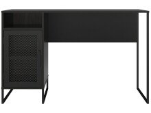 Schreibtisch >Bernhard< in Schwarz, MDF/Metall - 121x76x50cm (BxHxT)