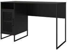 Schreibtisch >Bernhard< in Schwarz, MDF/Metall - 121x76x50cm (BxHxT)