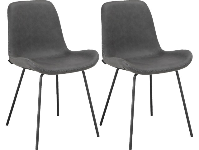 Polsterstuhl >Eskil< (2er-Set) in Grau, Mikrofaser/Metall - 49x82x55cm (BxHxT)